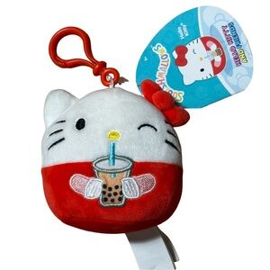 Hello Kitty Boba Sanrio Original Squishmallow 3.5” Clip
